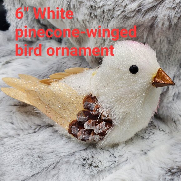 Set of 4 Feathery Bird Holiday Ornament Decorations - Picture 3 of 6